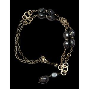 Chico's Modern Glam Faux Hematite And Rhinestone Necklace